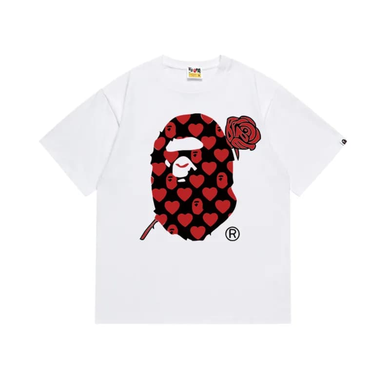 BAPE Ape Head Tee Heart Rose Print