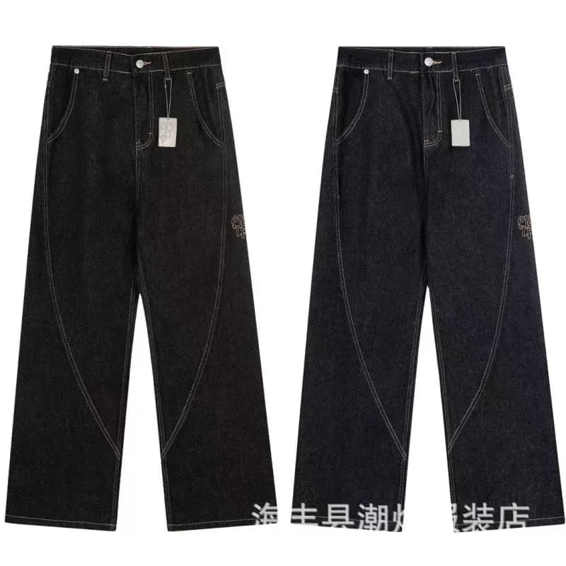 Wide-Leg Jeans Embroidered Logo