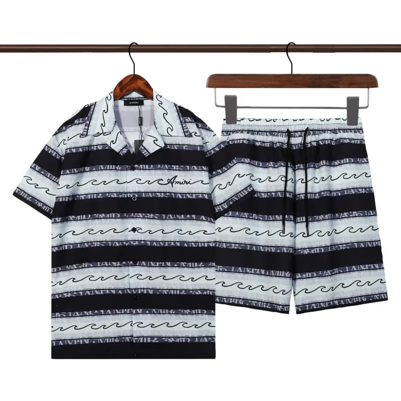 Amiri Wave Print Set Striped Wave Pattern