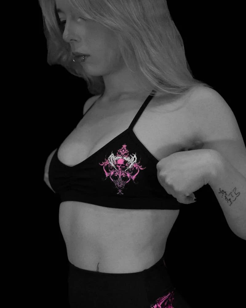 Crop Top Bralette Skull Graphic