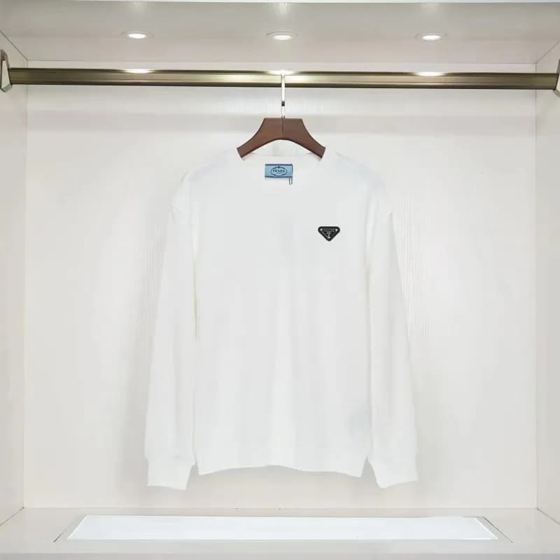 Prada Cotton T-Shirt Triangle Logo Pocket — V75 white