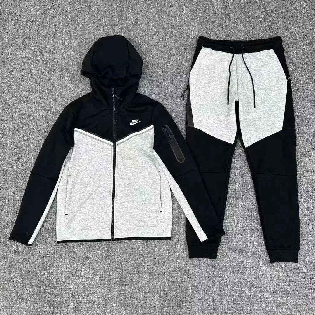 Nike Tech Fleece Hoodie and Joggers Black/Heather Grey