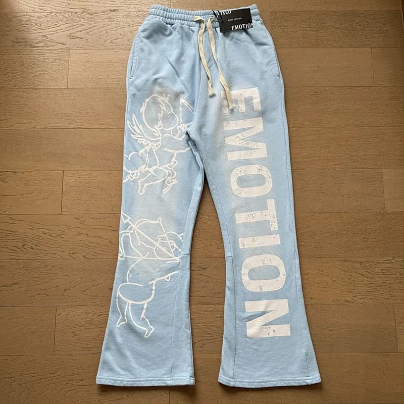 Mixed Emotion Short-Sleeve Button-Up Shirt Emotion Logo — X0021 blue