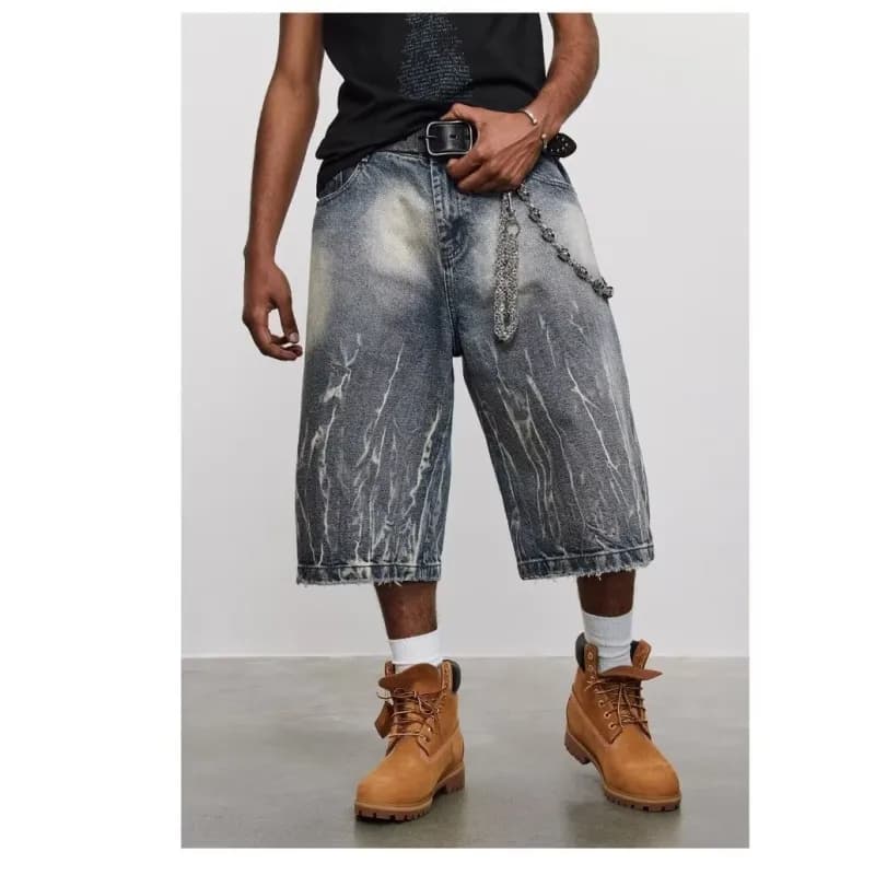 Givenchy Denim Shorts Floral-Print Acid Wash — 蓝色1154