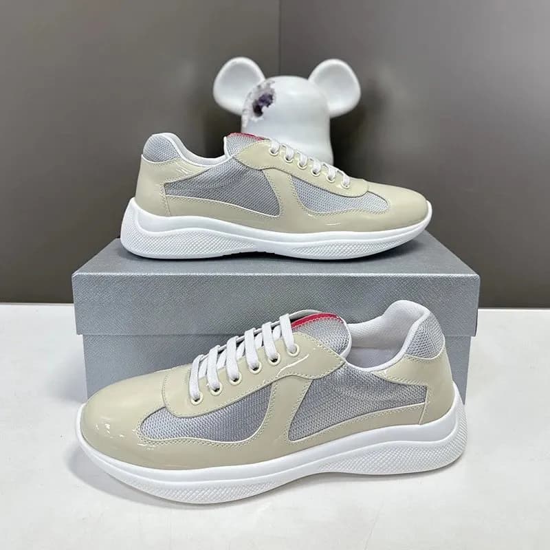 Prada Linea Rossa Sneaker Red Patent and Mesh — 米黄