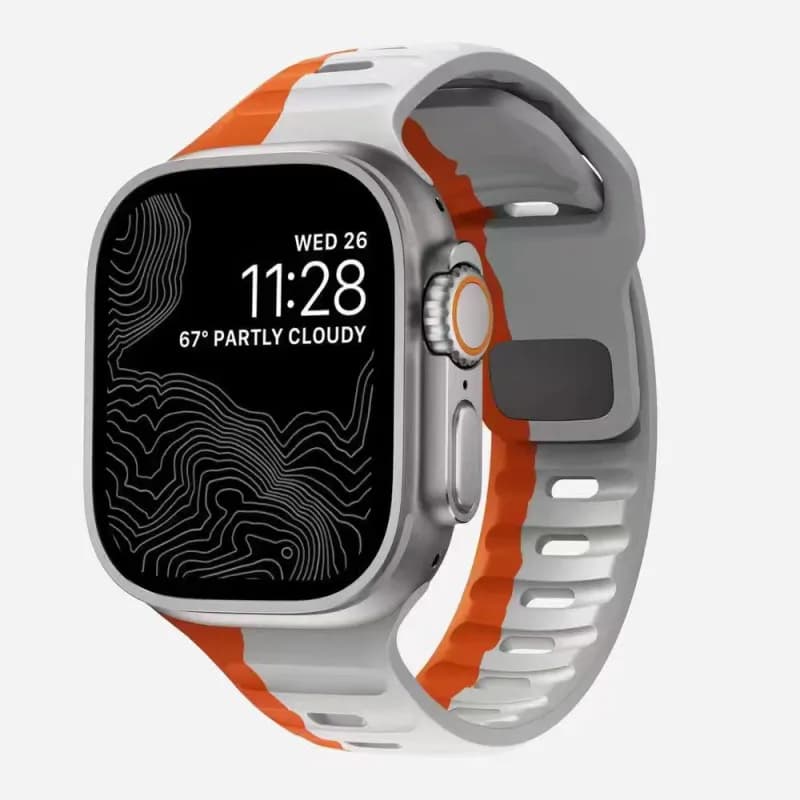 Apple Watch Orange and White Sport Band