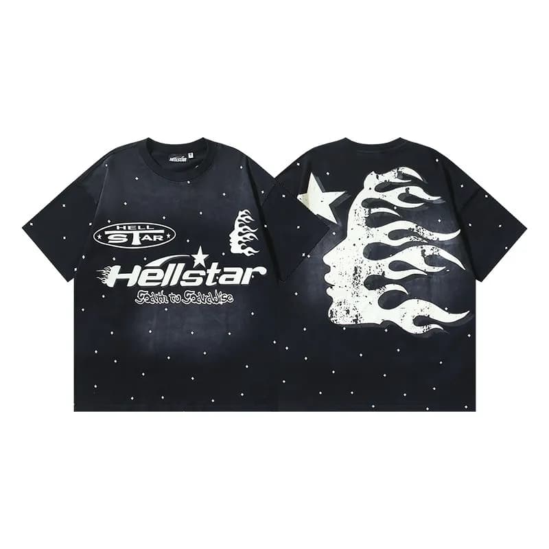 Hellstar Oversized Graphic Tee Flame Face Print