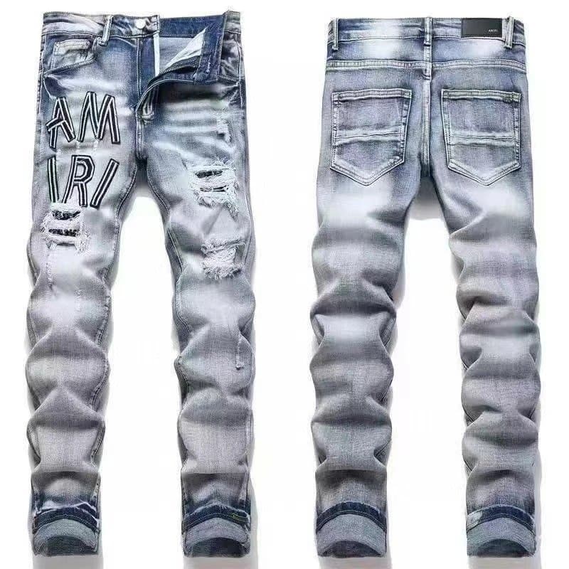 Balmain Slim Fit Jeans Tiger Embroidery Distressed — M12