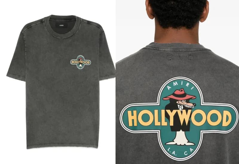 Amiri Signature Logo Tee Black Script — A07(洗水做旧）