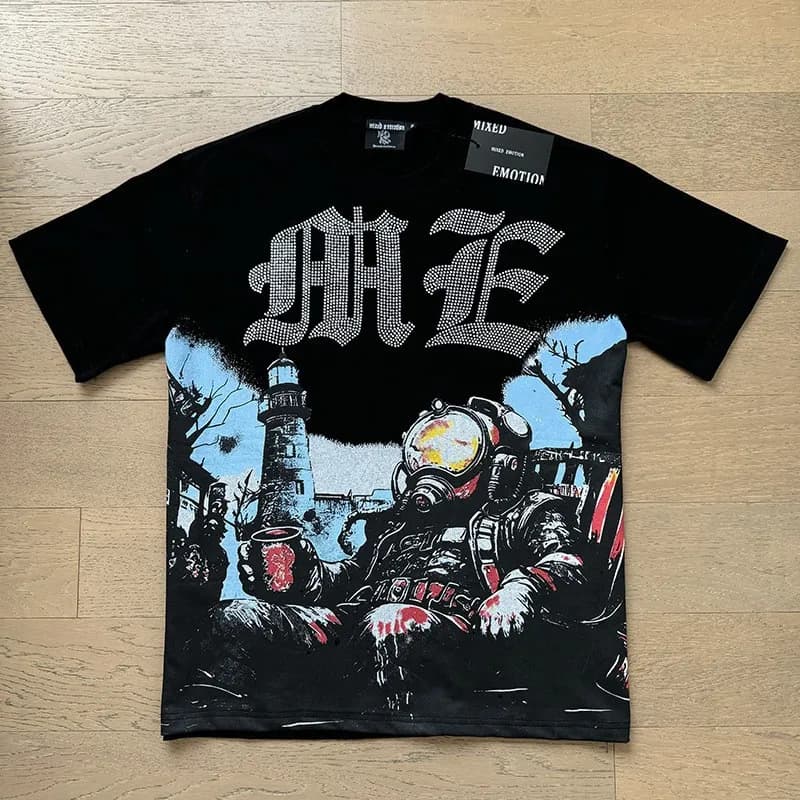 Mixed Emotion Short-Sleeve Button-Up Shirt Emotion Logo — X0008 black