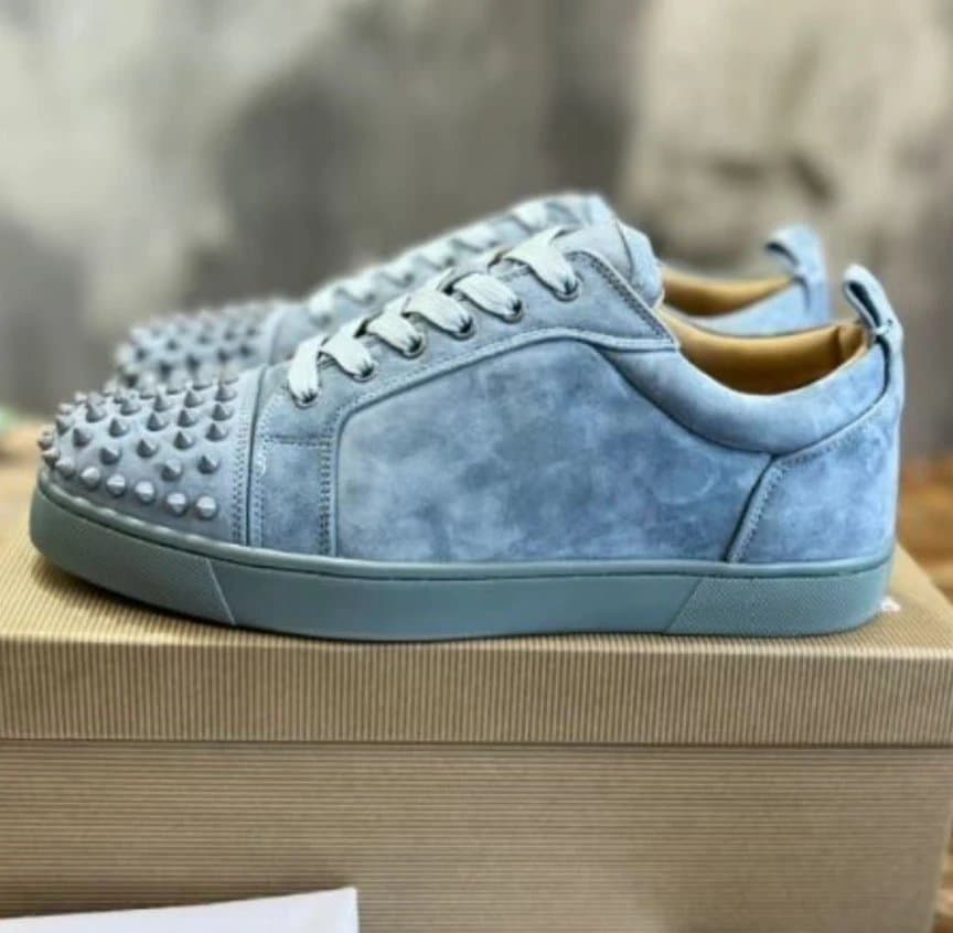 Christian Louboutin Louis Junior Spikes Suede with Studs