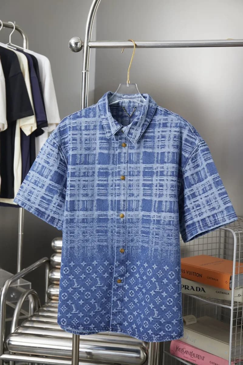 Louis Vuitton Short-Sleeve Shirt Monogram Denim Grid