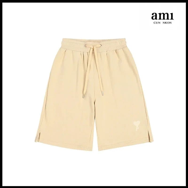 AMI Paris Heart Logo Shorts Beige