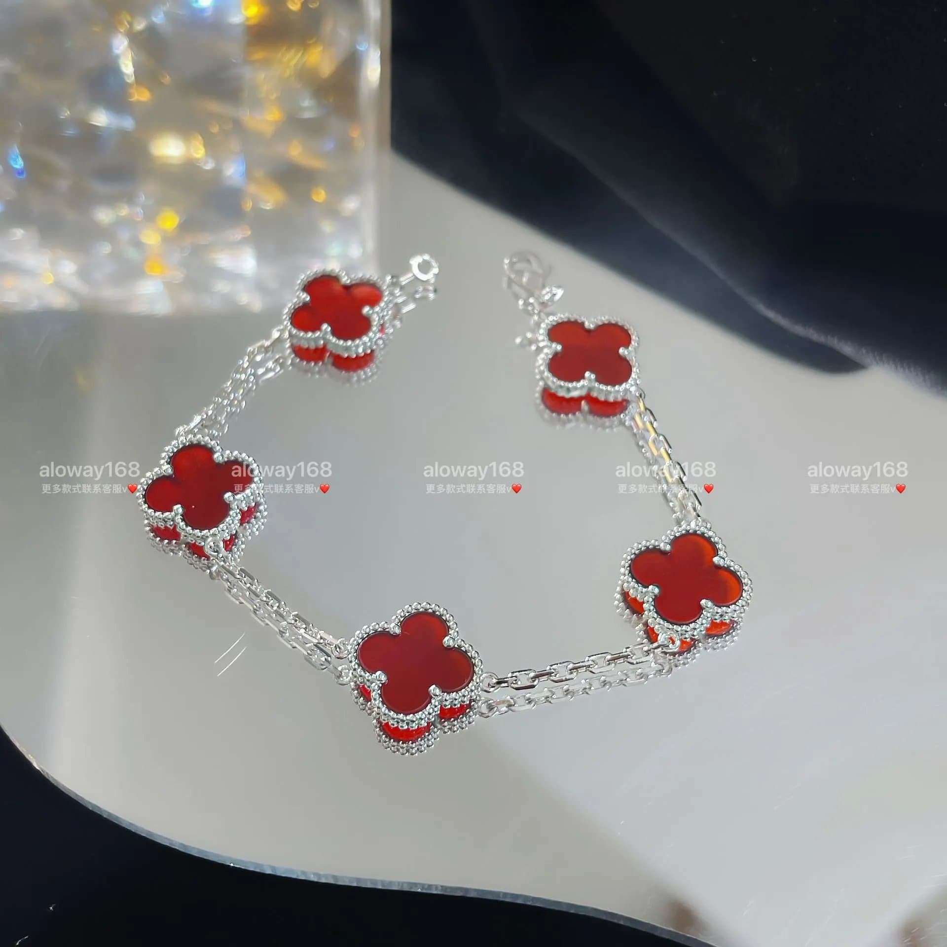 Van Cleef & Arpels Alhambra Bracelet Five Motifs — 【推荐】高档原版包装 · 【无钻】白金色红玉髓