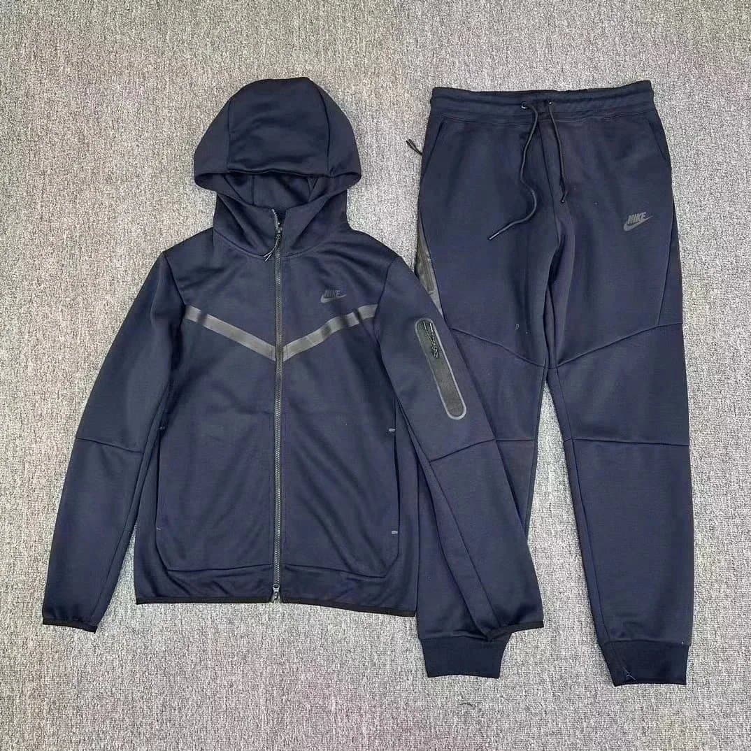 Nike Tech Fleece Hoodie and Joggers Black with Reflective Grey Accents