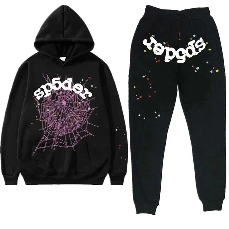 Sp5der Spider Web Hoodie & Joggers Set Star Print