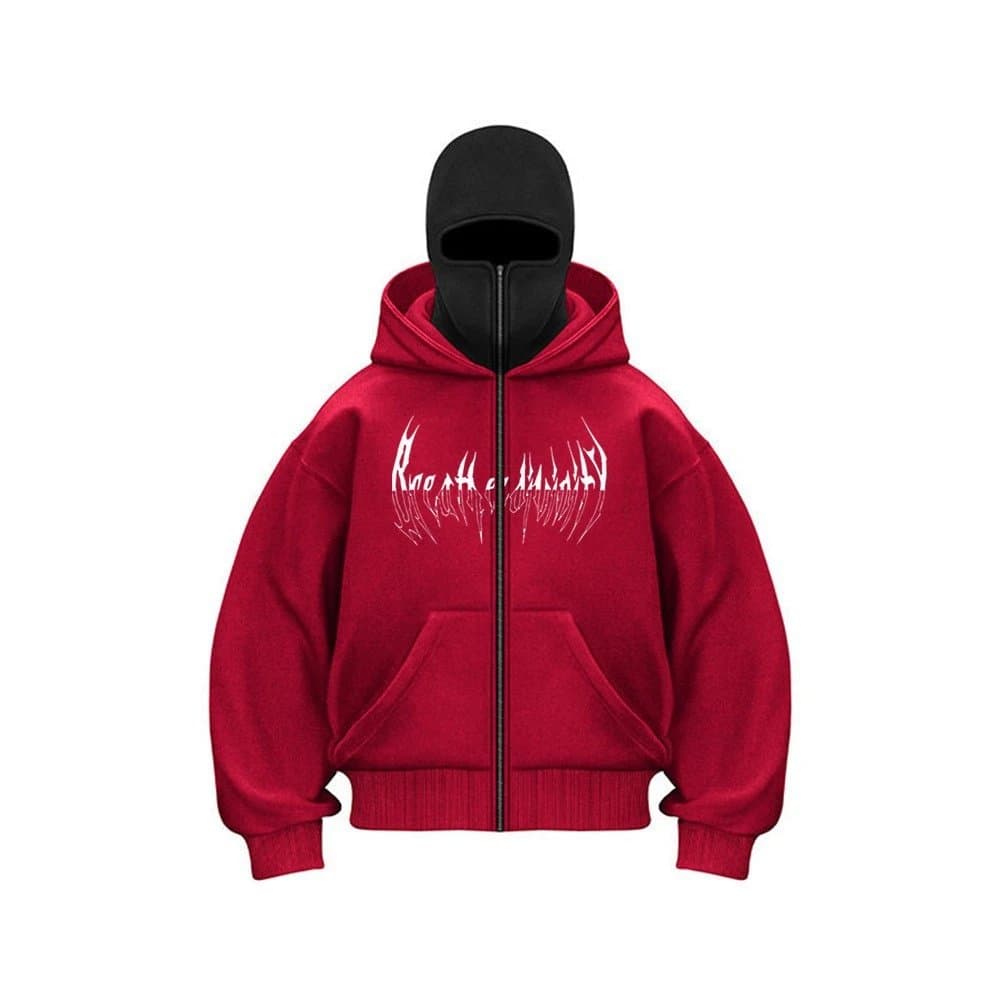 Rhude Zip-Up Hoodie Rheath of Humanity Graphic