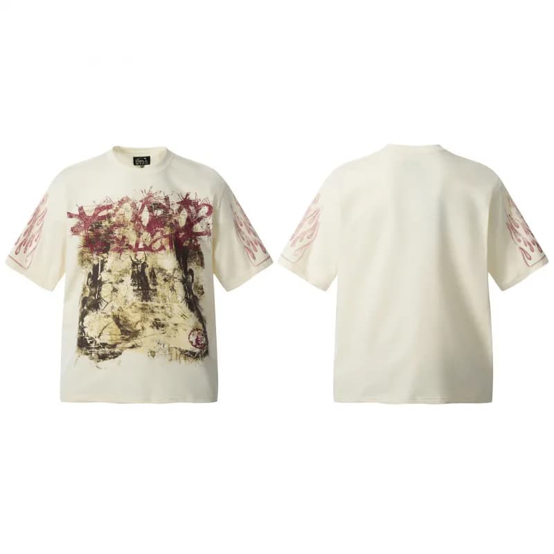 Graphic Tee Hellstar Face Print — H730杏色