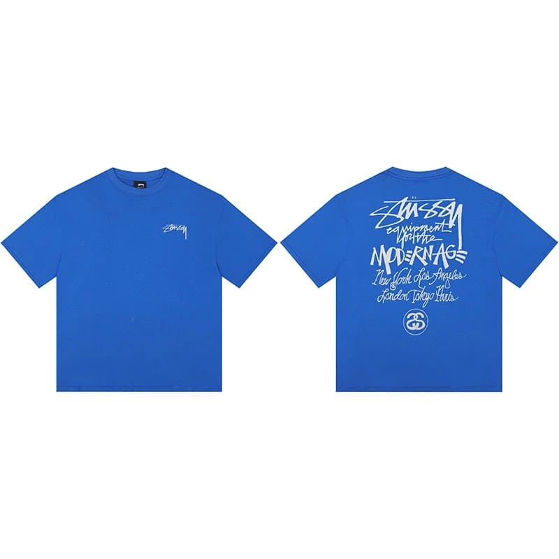 Stüssy Graphic Tee S Logo Script — Blue 1