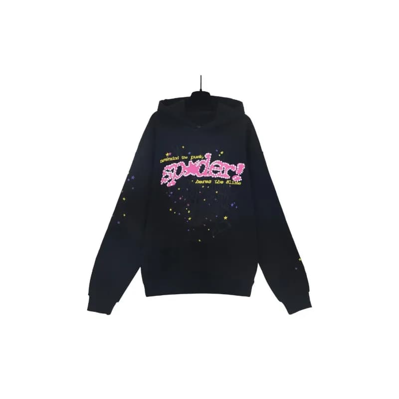 Sp5der Spider Web Hoodie Star Logo Print — 191 black