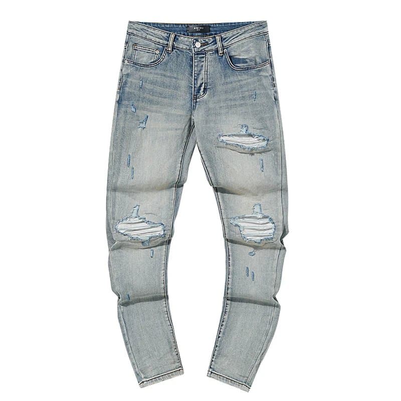 Amiri Distressed Jeans Logo Patch — AM319