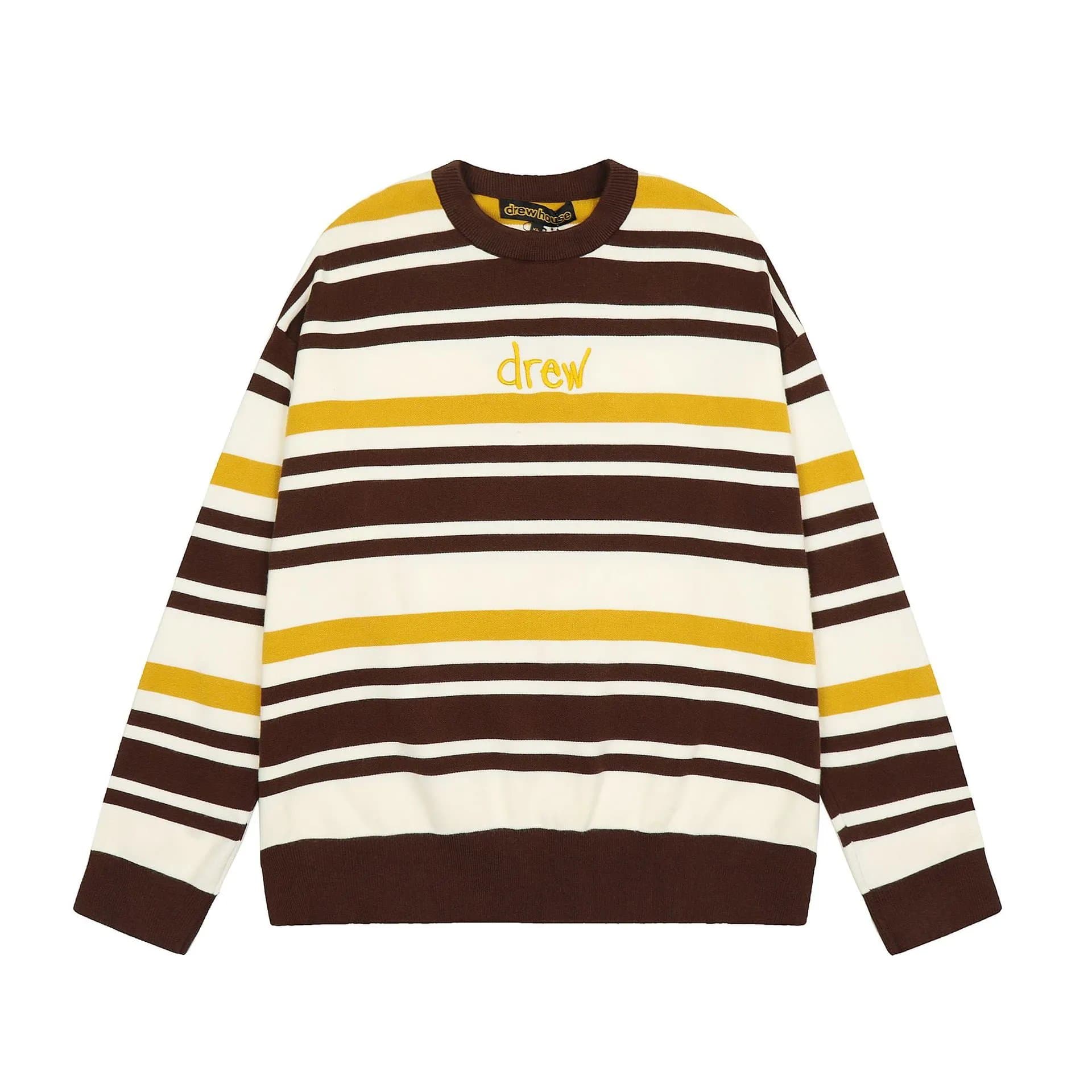 Drew House Striped Crewneck Sweater Brown White Yellow Stripe