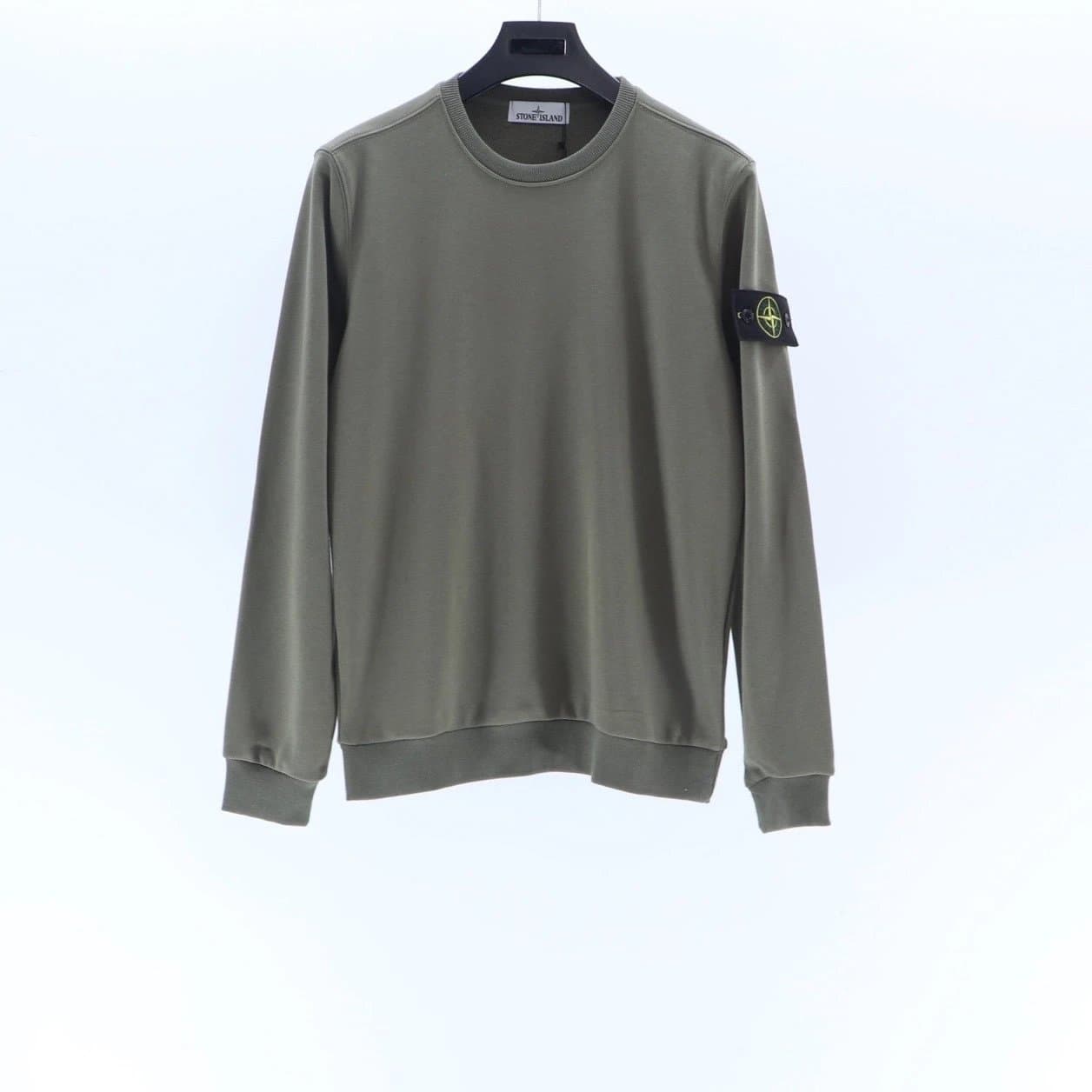 Stone Island Crewneck Sweatshirt Solid Yellow — 军绿色