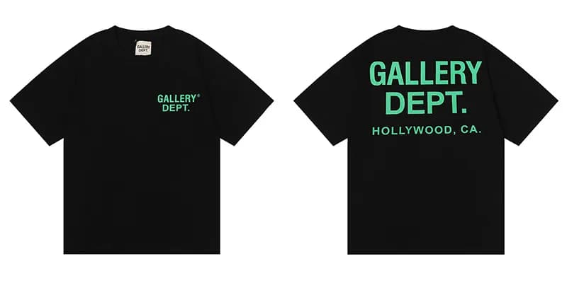 Gallery Dept. T-Shirt Gallery Dept Logo — 背后绿字黑 6011