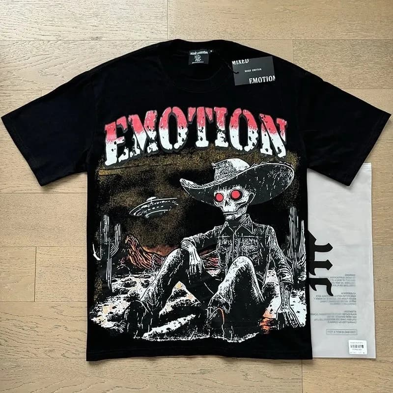 Mixed Emotion Graphic Tee Emotion Skull Cowboy