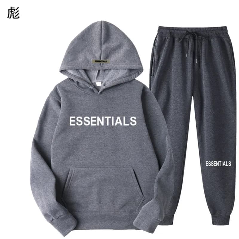 Fear of God Essentials Hoodie and Joggers Set Essentials Logo — 14深灰色白字母