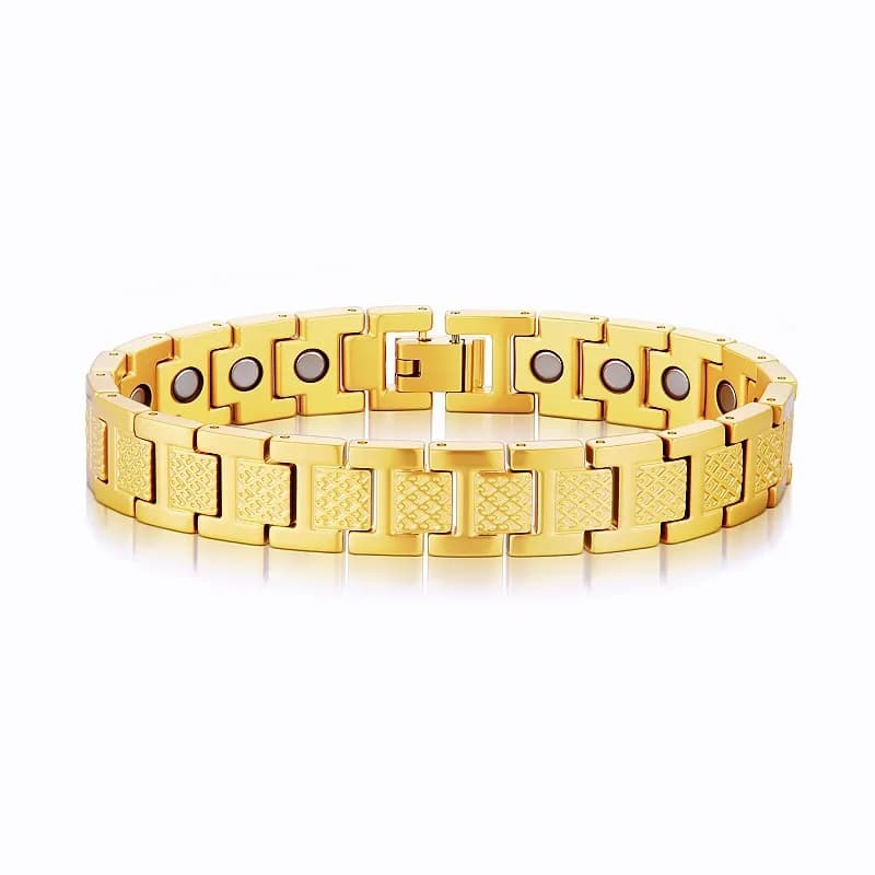 Chrome Hearts Magnetic Link Bracelet Textured Plate Design — Gold magnetic [standard version]