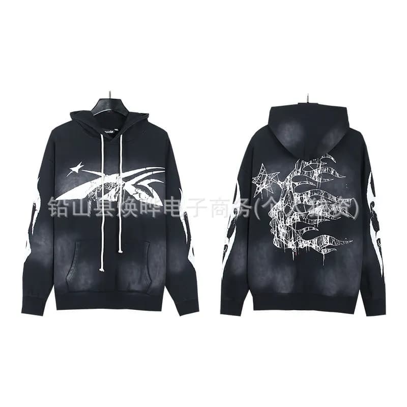 Hellstar Hooded Sweatshirt Skull Graphic Distressed — 优质布◆地狱之星24