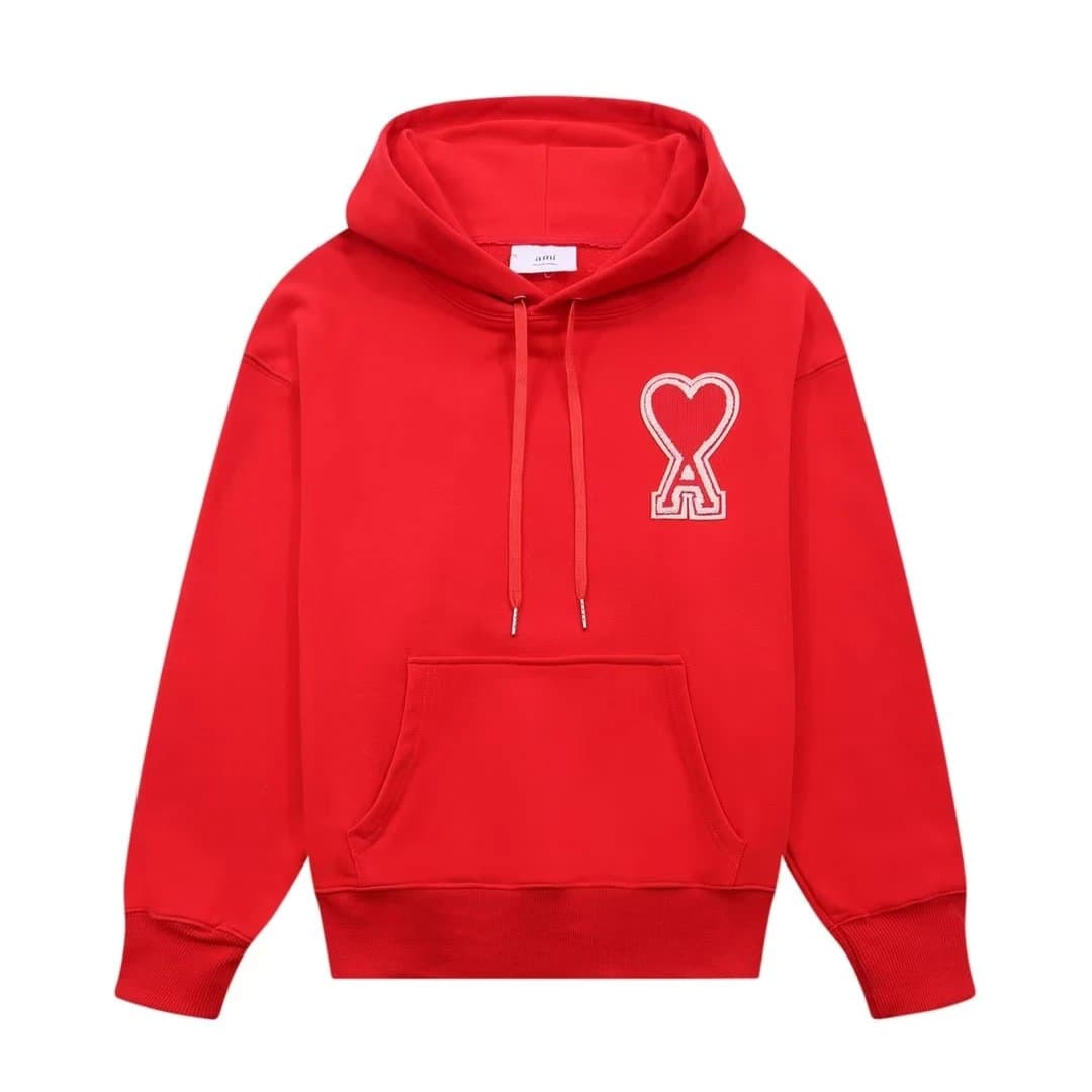 AMI Paris Heart Logo Hoodie Embroidered Heart A