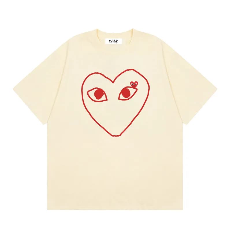 Comme des Garçons Heart Logo T-Shirt Light Blue with Red Heart — 24 apricot