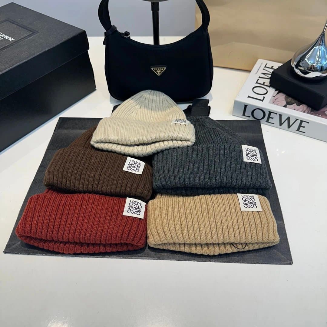 Loewe Ribbed Beanie Logo Patch — 39 Khaki