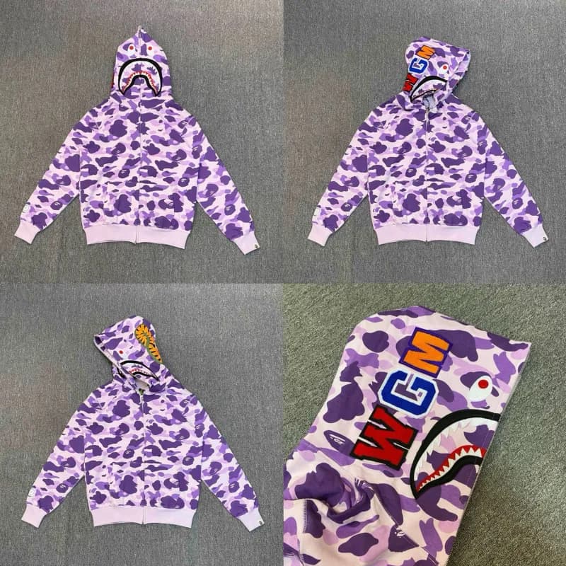 BAPE Shark Hooded Zip-Up Orange Camo — xx096紫色
