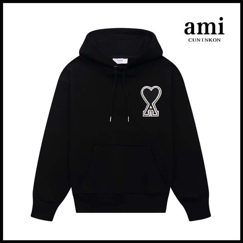 AMI Paris Jogger Logo Embroidery — 黑色【610车章连帽款】