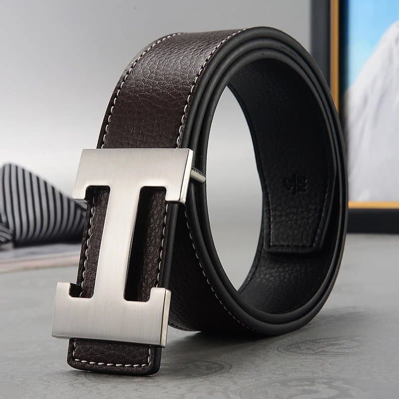 Hermès H Buckle Belt Gold Hardware — 咖色银扣
