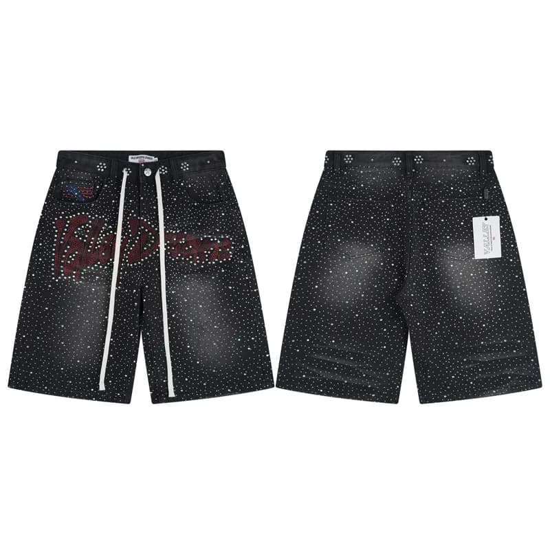 Valentino Denim Shorts Studded Logo