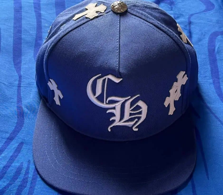 Chrome Hearts Trucker Cap FUCK Patch — 拼皮蓝色