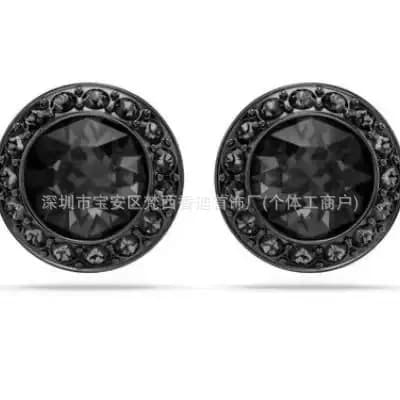 Chrome Hearts Stud Earrings Black Crystal
