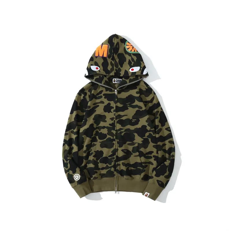 BAPE Shark Hoodie Camouflage Print — 8301 green