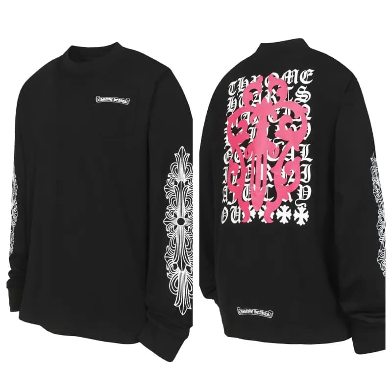 Chrome Hearts Long Sleeve Tee Cross & Gothic Print