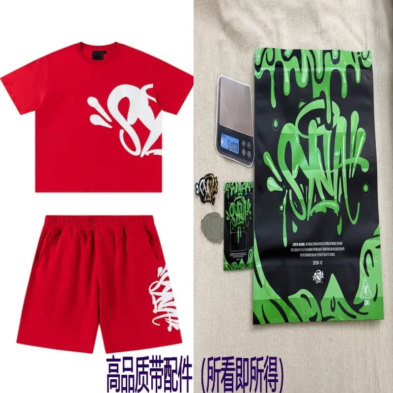 Corteiz T-Shirt & Shorts Set TORPSTAR Arch Logo — 44红色套装（带配件）