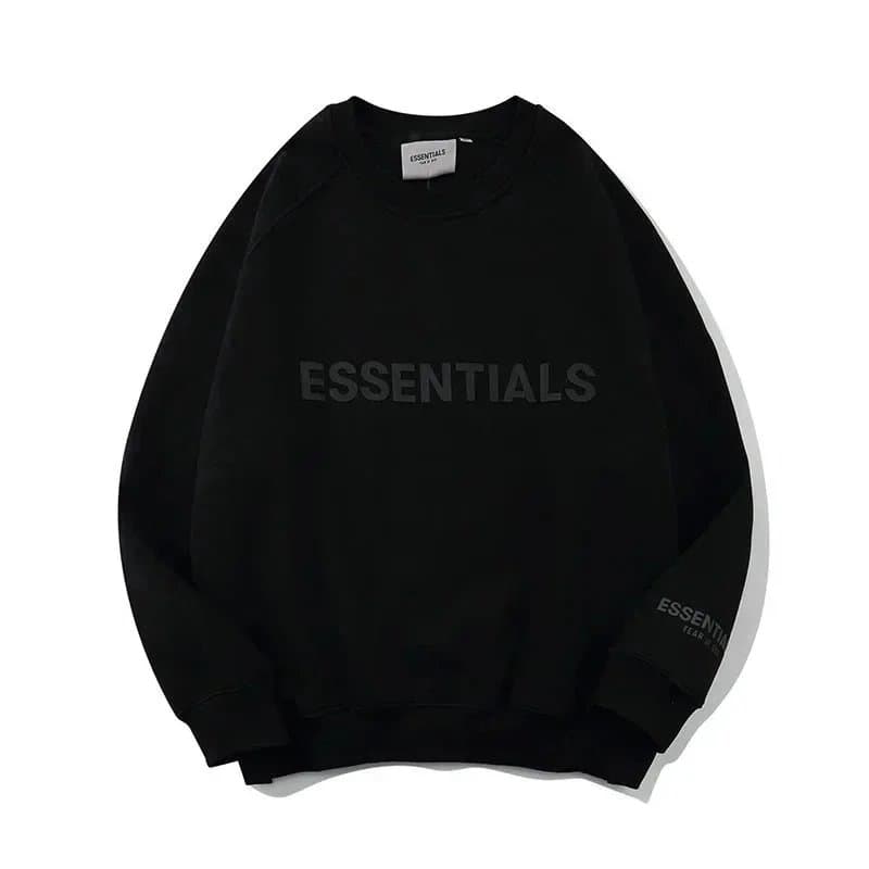 Fear of God Essentials Hooded Sweatshirt Essentials Logo — 黑色圆领