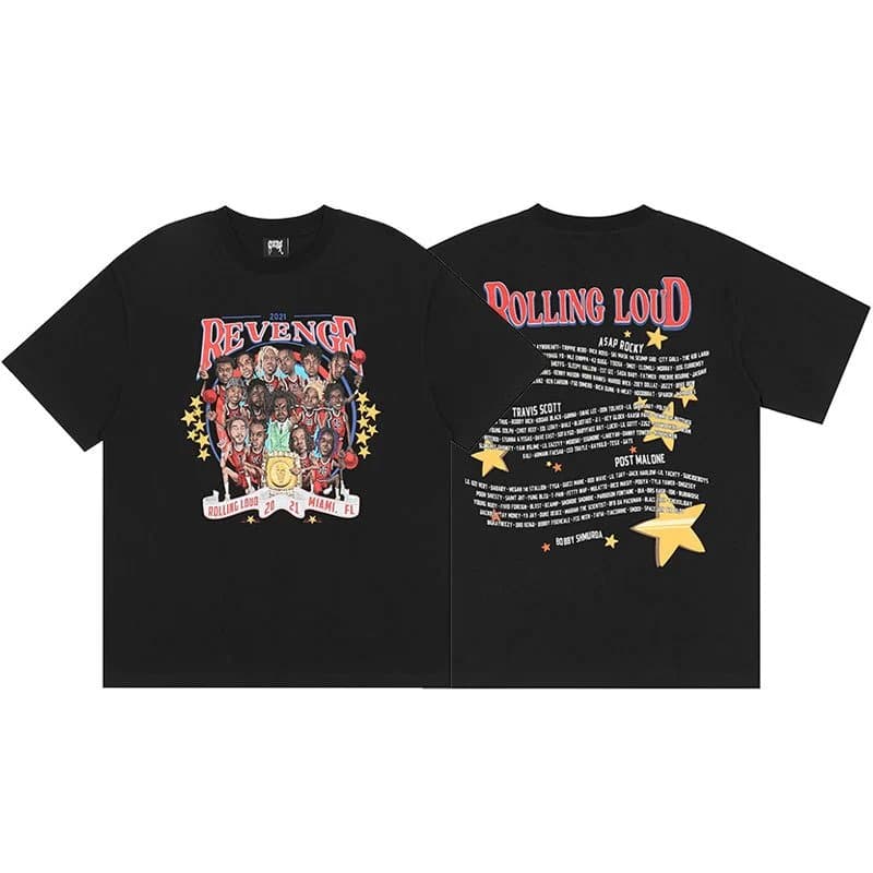 Travis Scott Graphic Tee Skull and Script Print — 541黑色