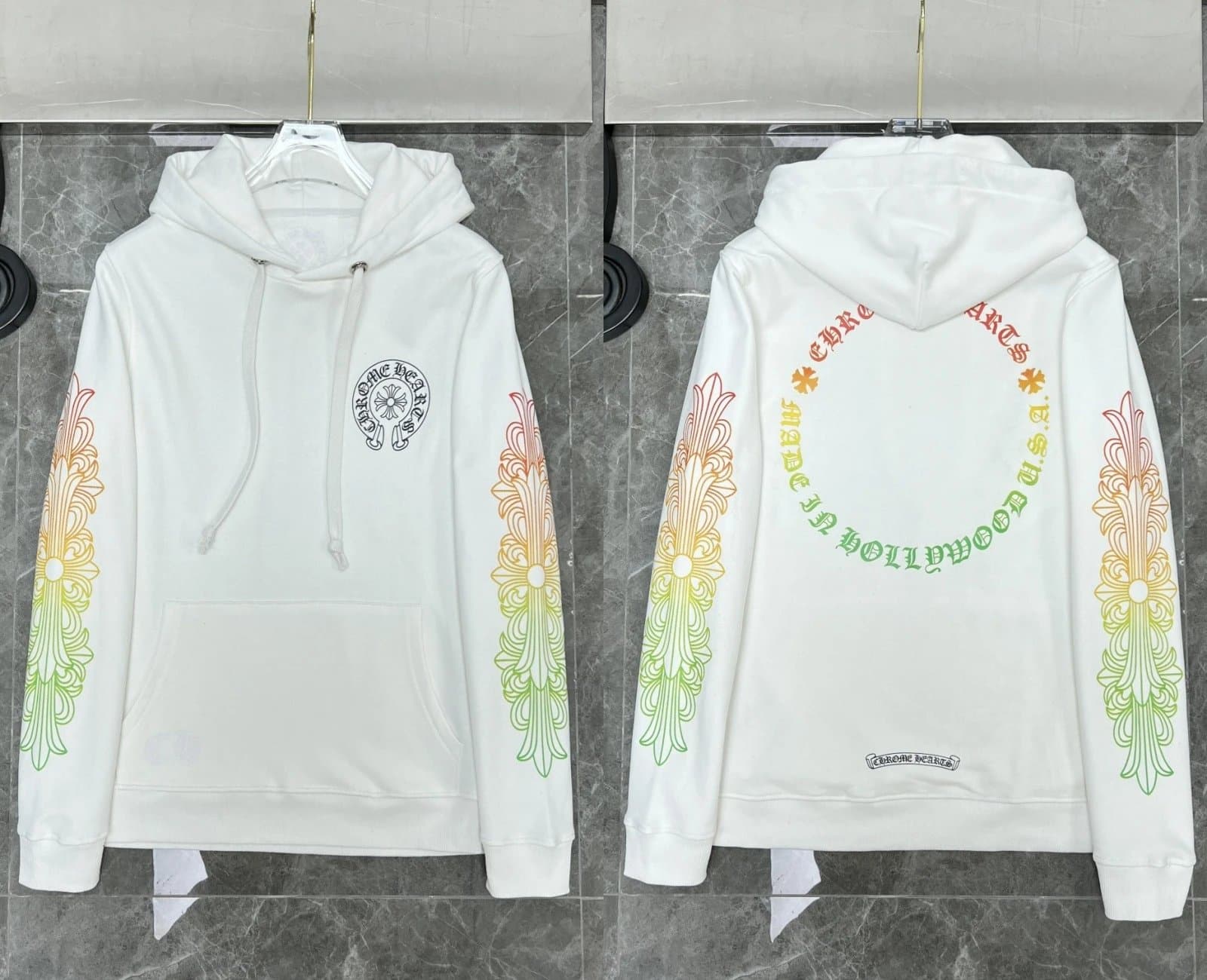 Chrome Hearts Hoodie Rainbow Cross Print