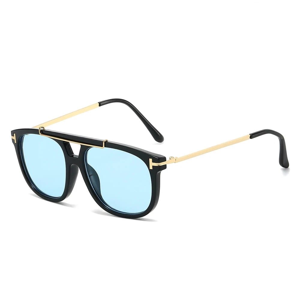 Tom Ford Aviator Sunglasses Black Frame with Light Blue Lens