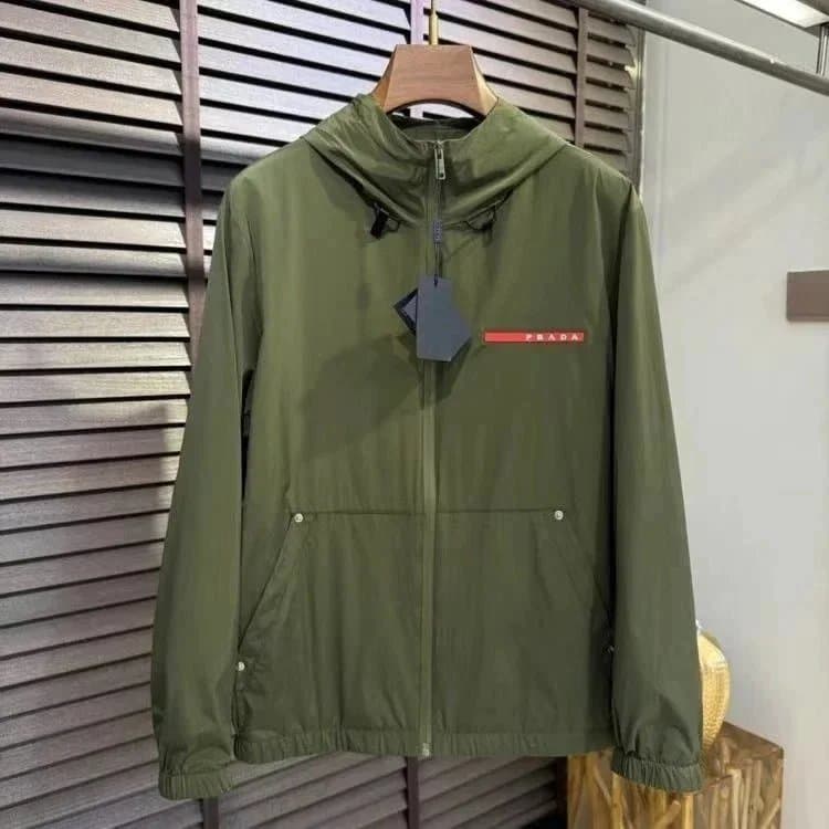Prada Hooded Windbreaker Logo Patch