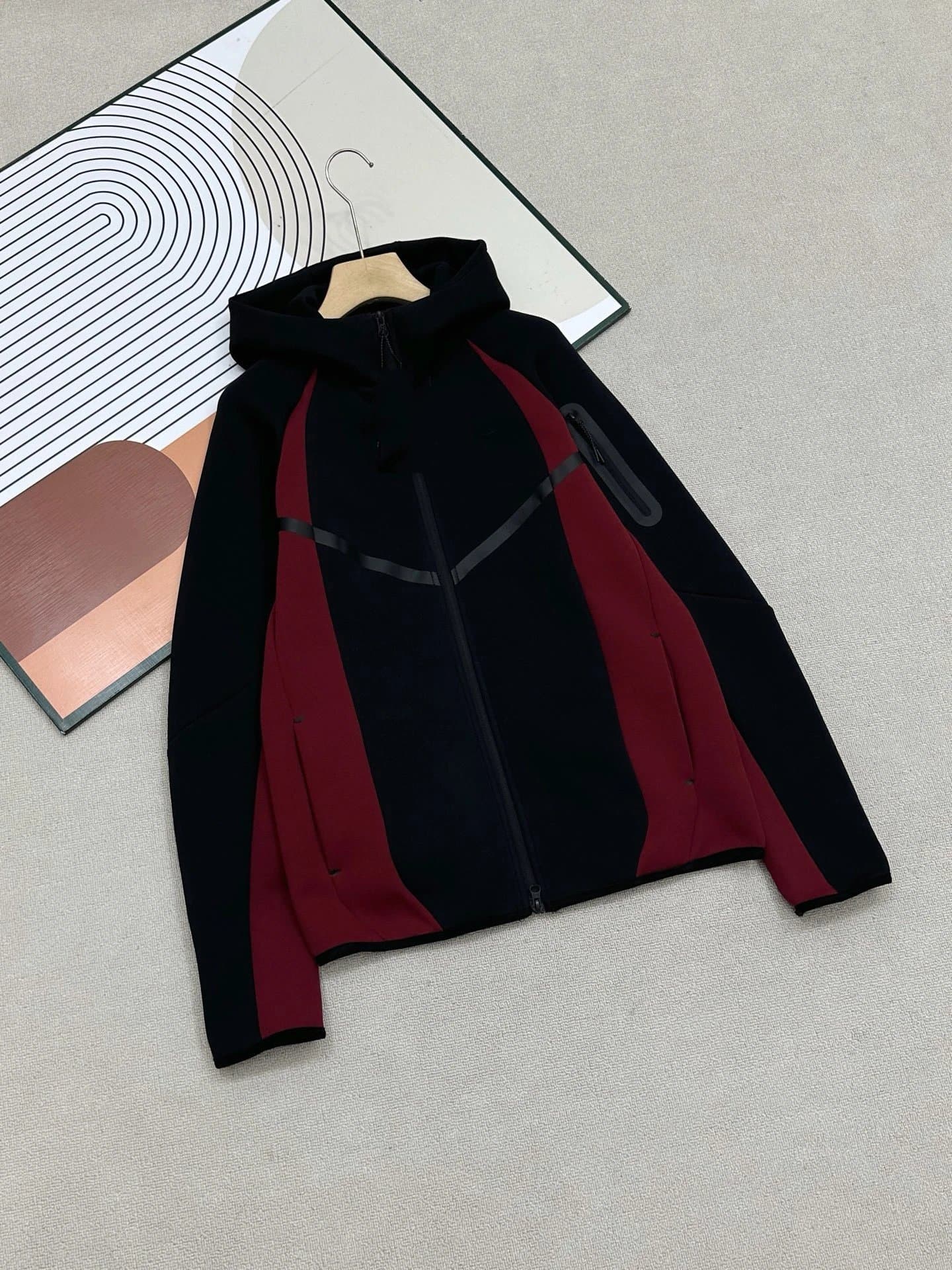 Nike Tech Fleece Hooded Jacket Black/Deep Red
